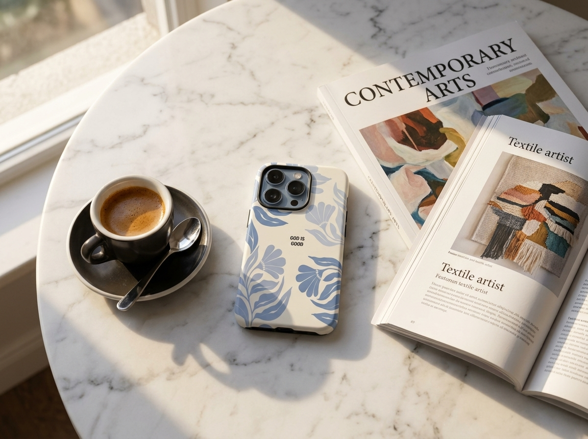 "Serenity Bloom" Vintage Blue Floral iPhone Case