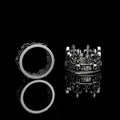 Ornate Crown Sterling Silver Skull Ring