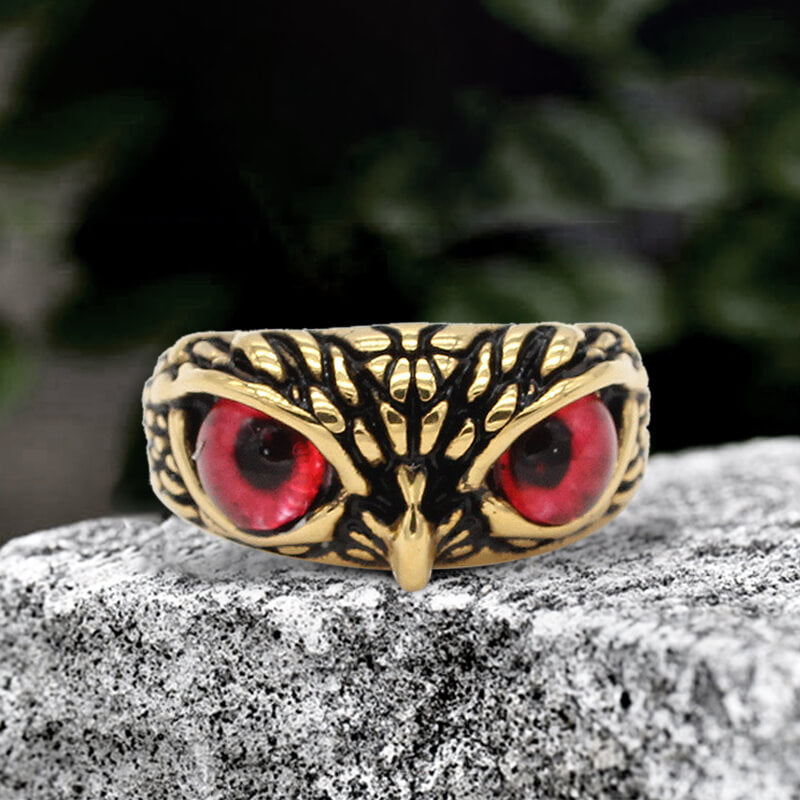 Owl Gem Eye Ring in Stainless Steel