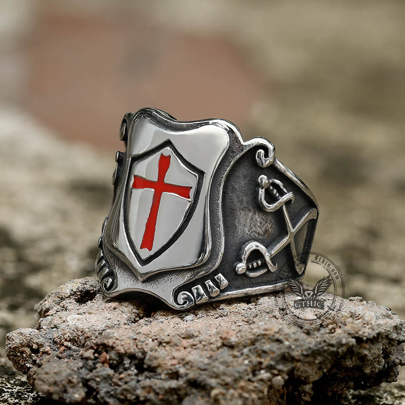 Paladin Shield Ring in Stainless Steel