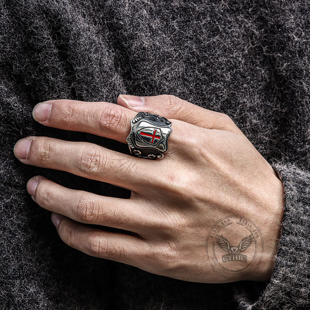 Paladin Shield Ring in Stainless Steel