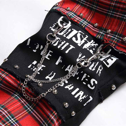 Patch Skull Print Cotton Men's Punk Pants