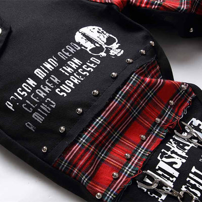 Patch Skull Print Cotton Men's Punk Pants
