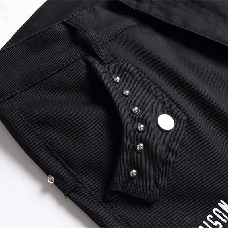 Patch Skull Print Cotton Men's Punk Pants