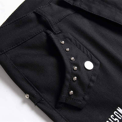 Patch Skull Print Cotton Men's Punk Pants