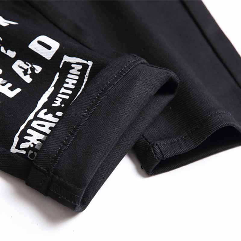 Patch Skull Print Cotton Men's Punk Pants