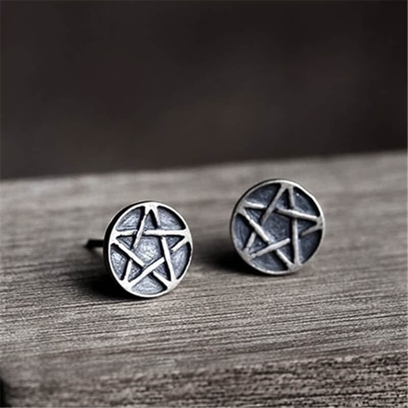 Pentacle Stud Earrings in Sterling Silver