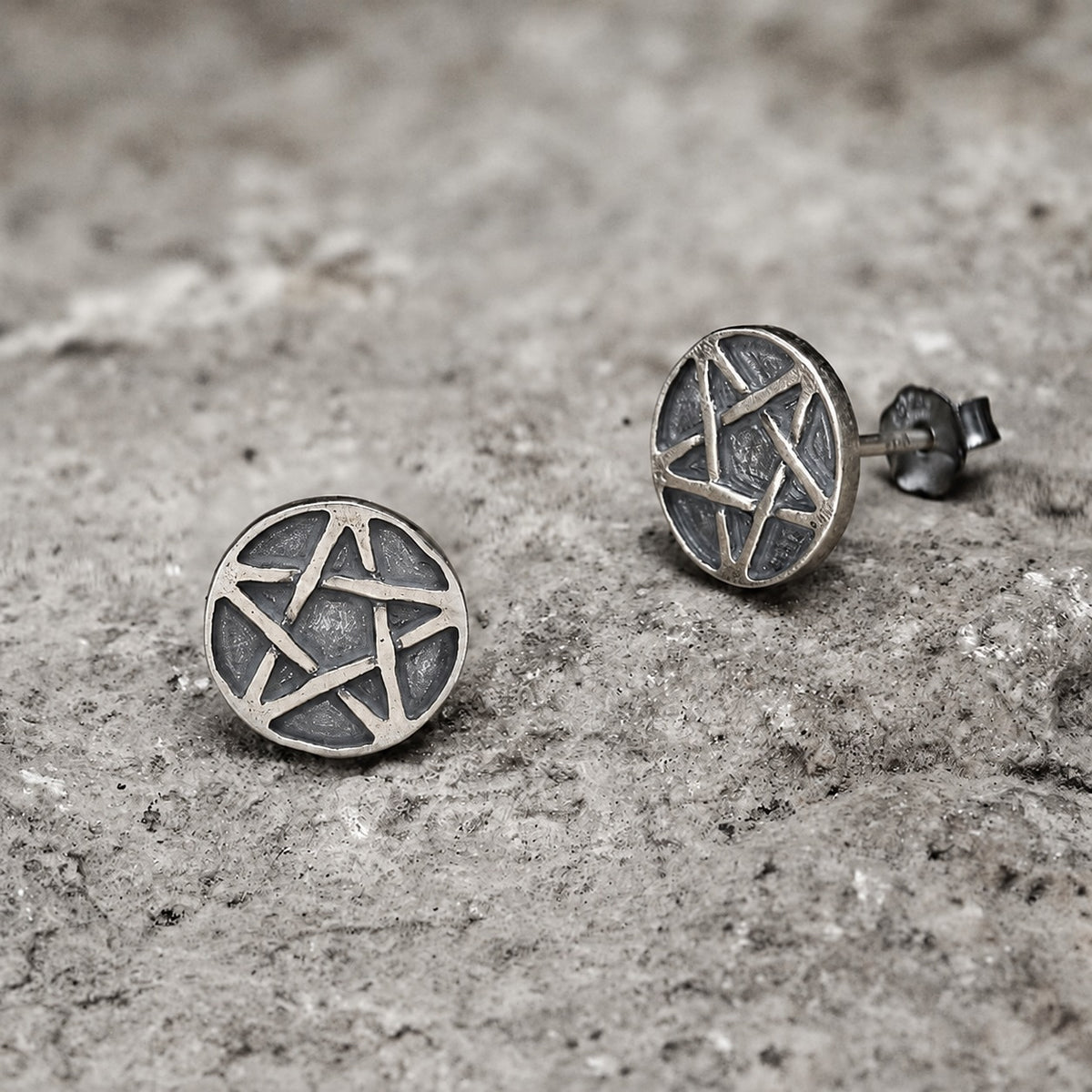 Pentacle Stud Earrings in Sterling Silver