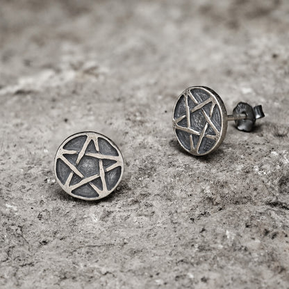 Pentacle Stud Earrings in Sterling Silver