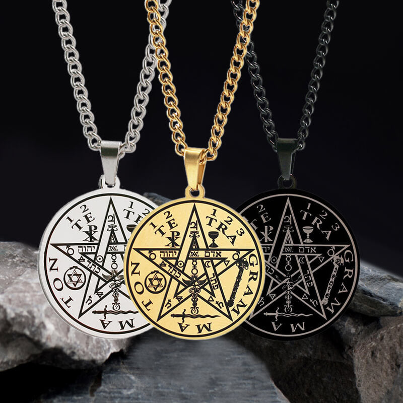 GTHIC Pentagram Seal Of Solomon Necklace in Stainless Steel