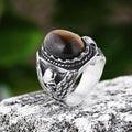 Personalized Vintage Turquoise Stainless Steel Skull Ring