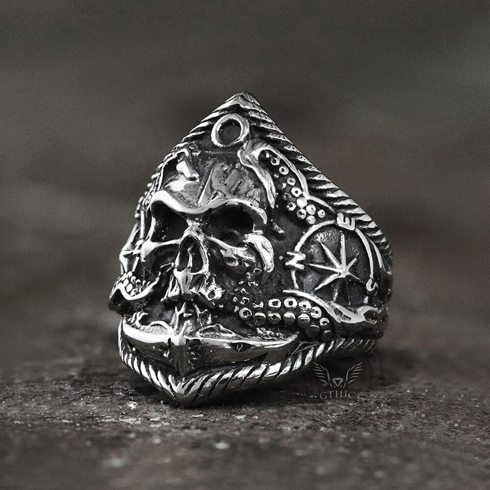 Kraken Octopus Stainless Steel Skull Ring
