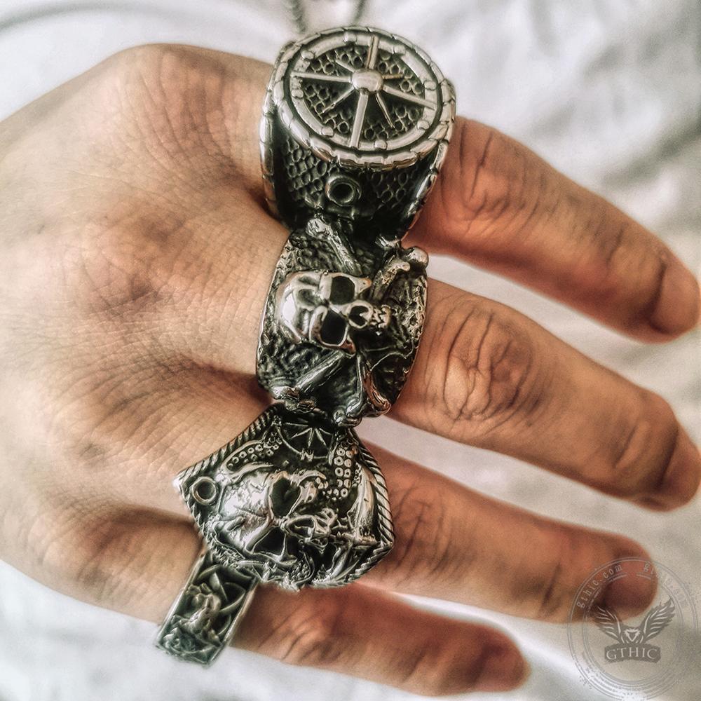 Kraken Octopus Stainless Steel Skull Ring