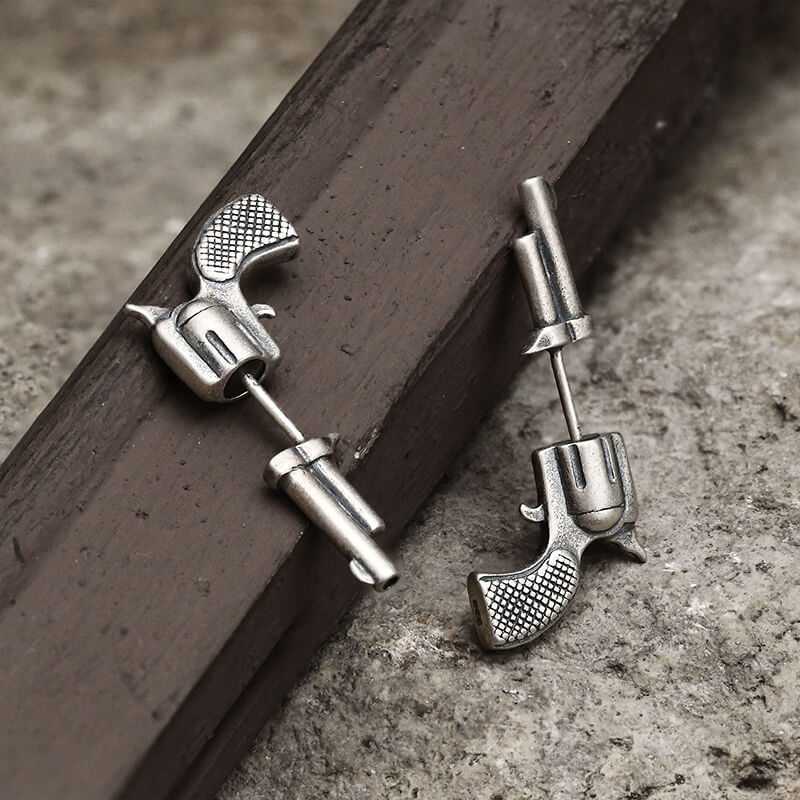 Pistol Stud Earrings in Sterling Silver