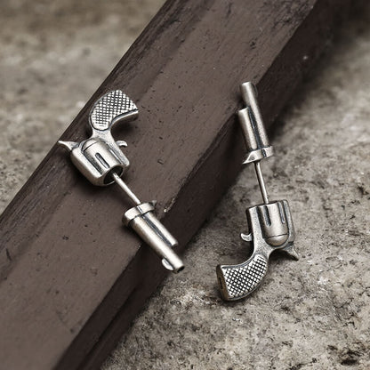 Pistol Stud Earrings in Sterling Silver