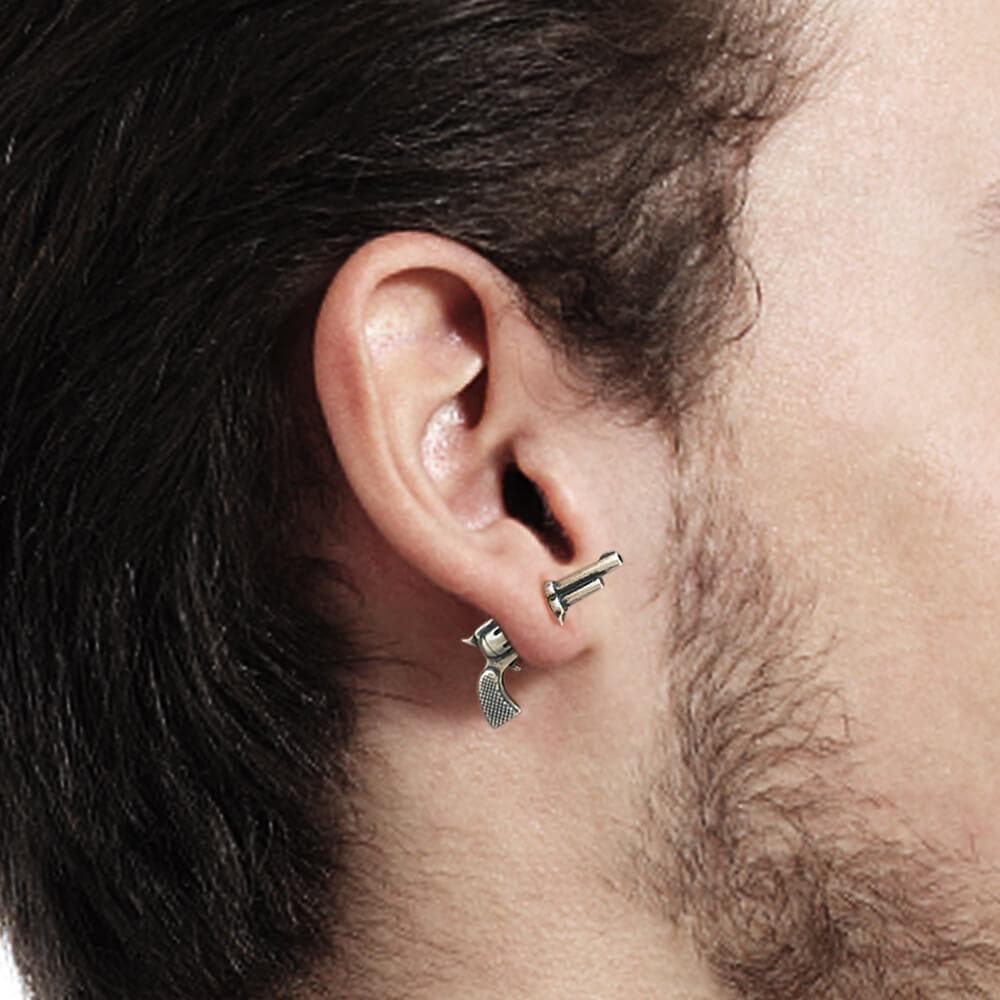 Pistol Stud Earrings in Sterling Silver