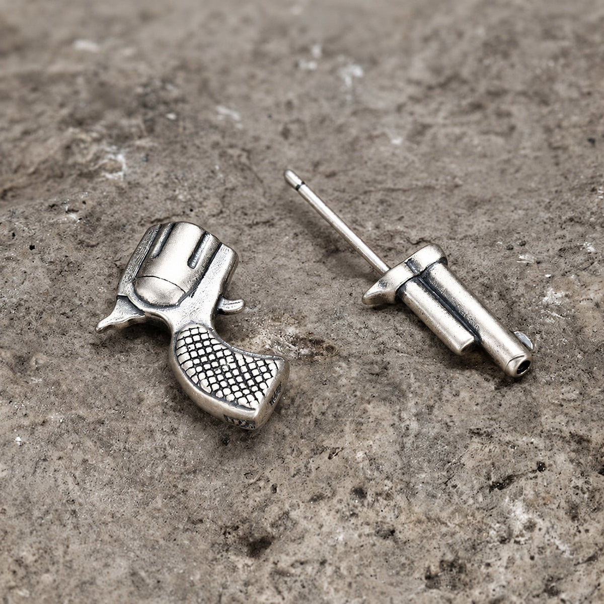 Pistol Stud Earrings in Sterling Silver