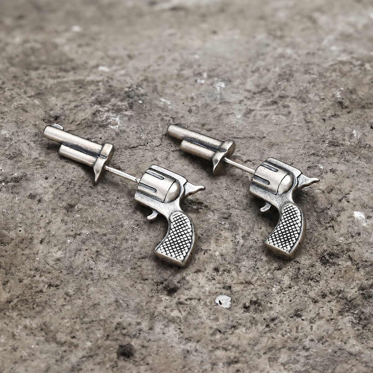 Pistol Stud Earrings in Sterling Silver