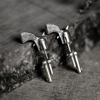 Pistol Stud Earrings in Sterling Silver
