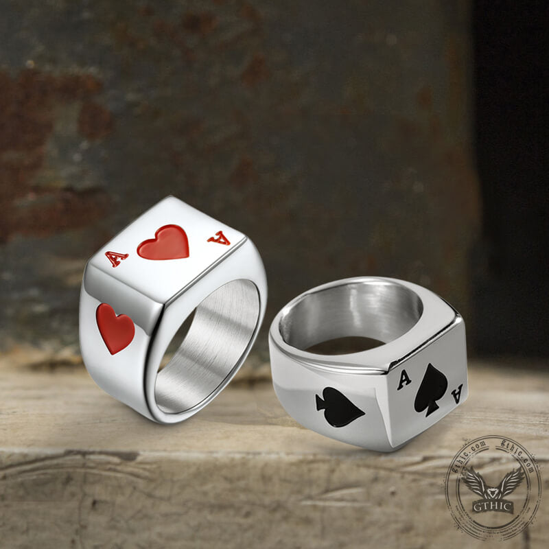 Poker Card Ring in Stainless Steel
