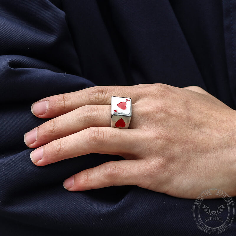 Poker Card Ring in Stainless Steel