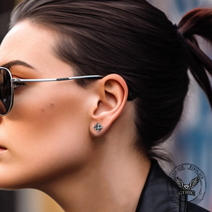 Poker Design Stud Earrings in Sterling Silver