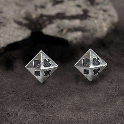 Poker Design Stud Earrings in Sterling Silver