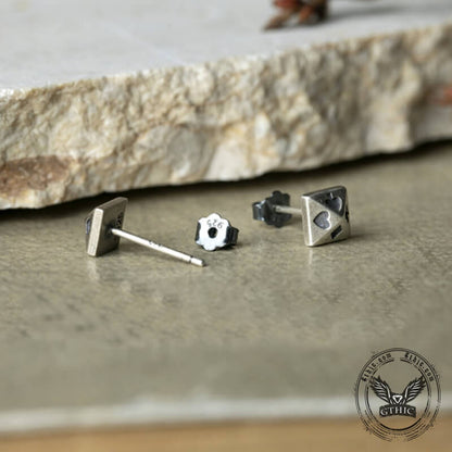 Poker Design Stud Earrings in Sterling Silver