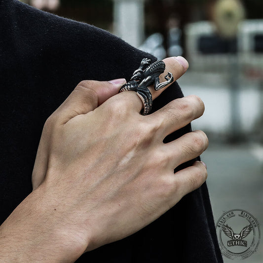 Predator Skull Ring in Stainless Steel