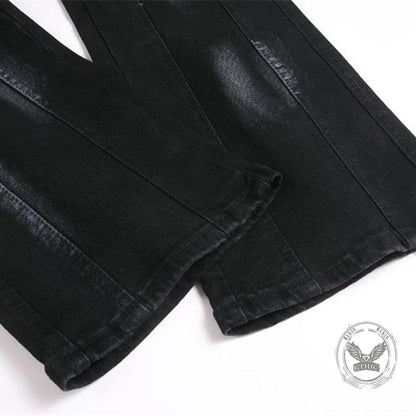 Punk-Style Slim-Fit Stretch Straight-Leg Paneled Jeans