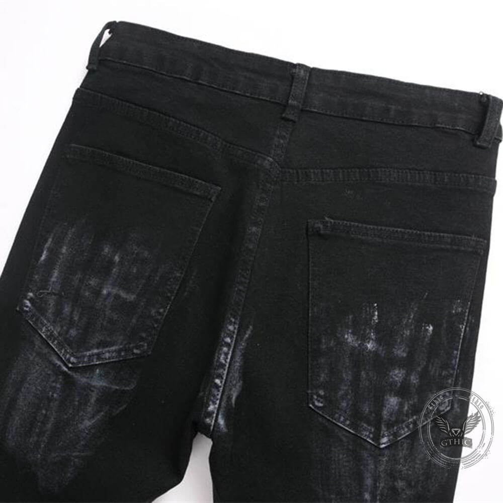 Punk-Style Slim-Fit Stretch Straight-Leg Paneled Jeans