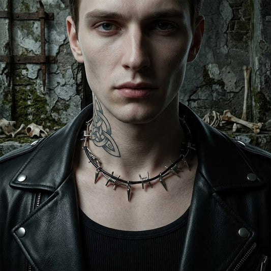 Punk Barbed Wire Spiked Zinc Alloy Clavicle Necklace