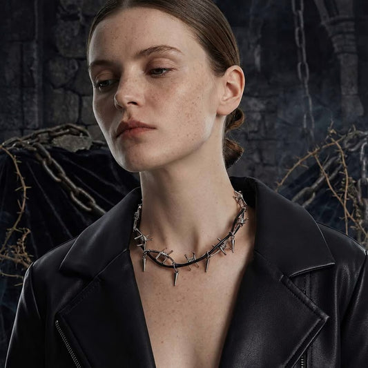 Punk Barbed Wire Spiked Zinc Alloy Clavicle Necklace
