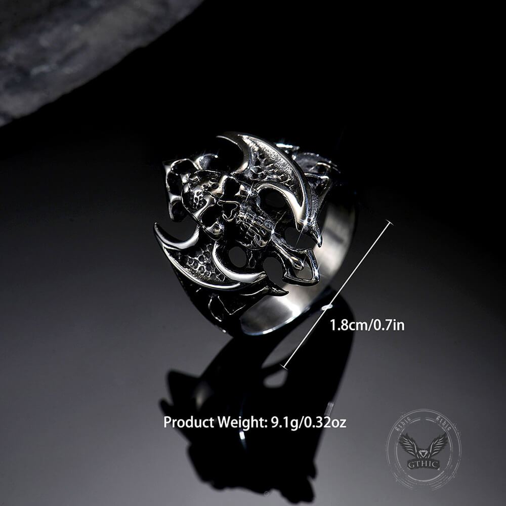 Punk Bat Skull Stainless Steel Gothic Ring