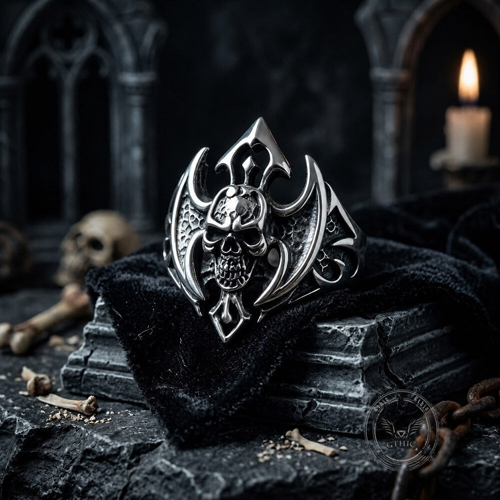 Punk Bat Skull Stainless Steel Gothic Ring