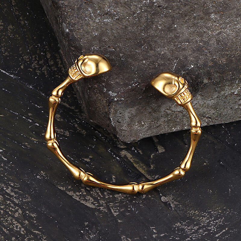 Punk Bones Joints Stainless Steel Skull Open Bracelet
