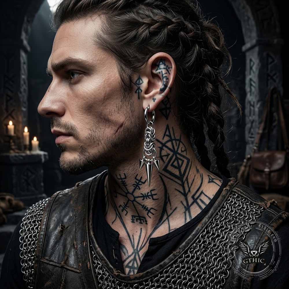Punk Chain Conical Studs Earrings in Stainless Steel