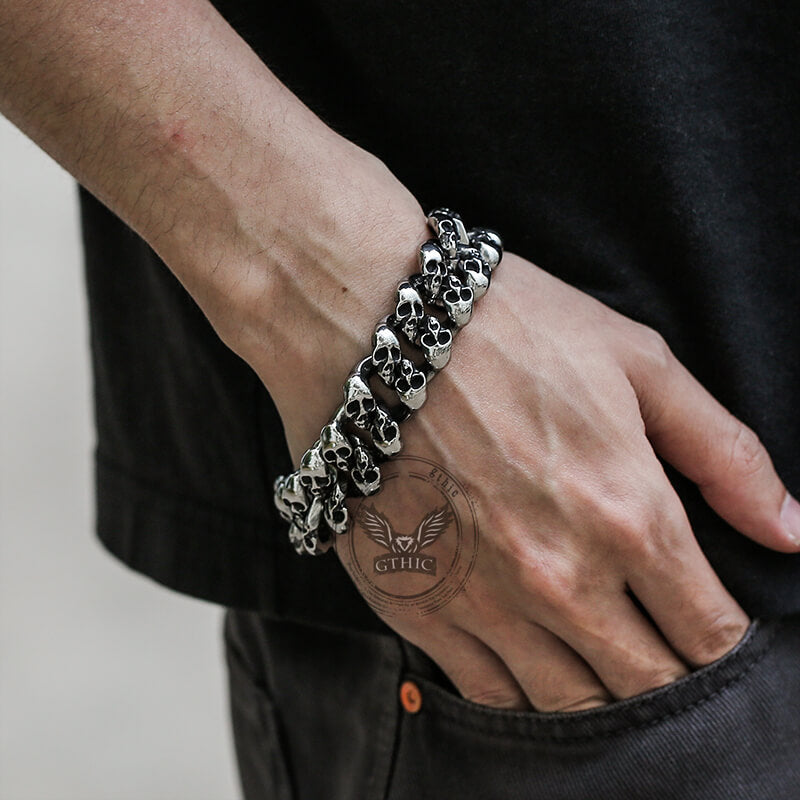 Punk Chain Skull Bracelet in Stainless Steel