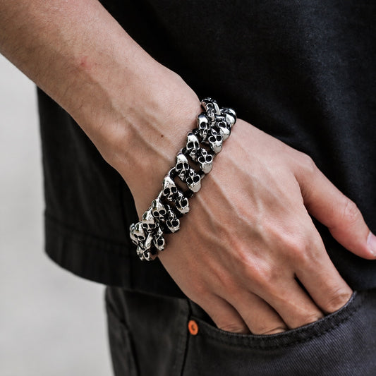 Punk Chain Skull Bracelet in Stainless Steel
