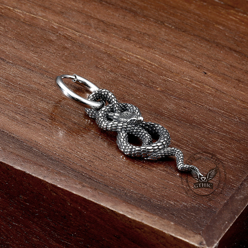 Punk Coiled Snake Earrings in Stainless Steel