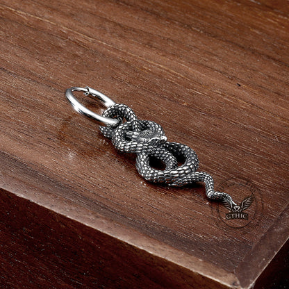 Punk Coiled Snake Earrings in Stainless Steel