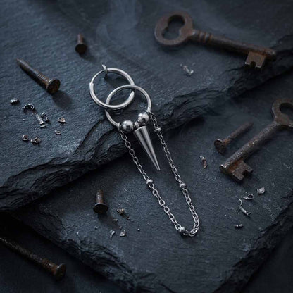 Punk Conical Spikes Tassels Earrings in Stainless Steel