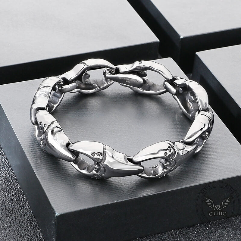 Punk Crab Claw Interlocking Bracelet in Stainless Steel