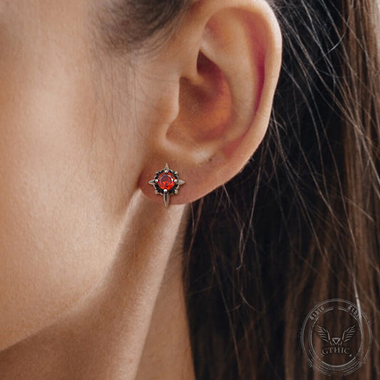 Punk Cross Gemstone Earrings in Stainless Steel