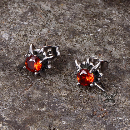 Punk Cross Gemstone Earrings in Stainless Steel
