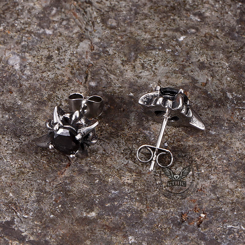 Punk Cross Gemstone Earrings in Stainless Steel