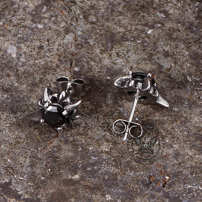 Punk Cross Gemstone Earrings in Stainless Steel