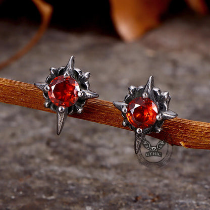 Punk Cross Gemstone Earrings in Stainless Steel