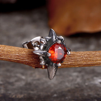 Punk Cross Gemstone Earrings in Stainless Steel