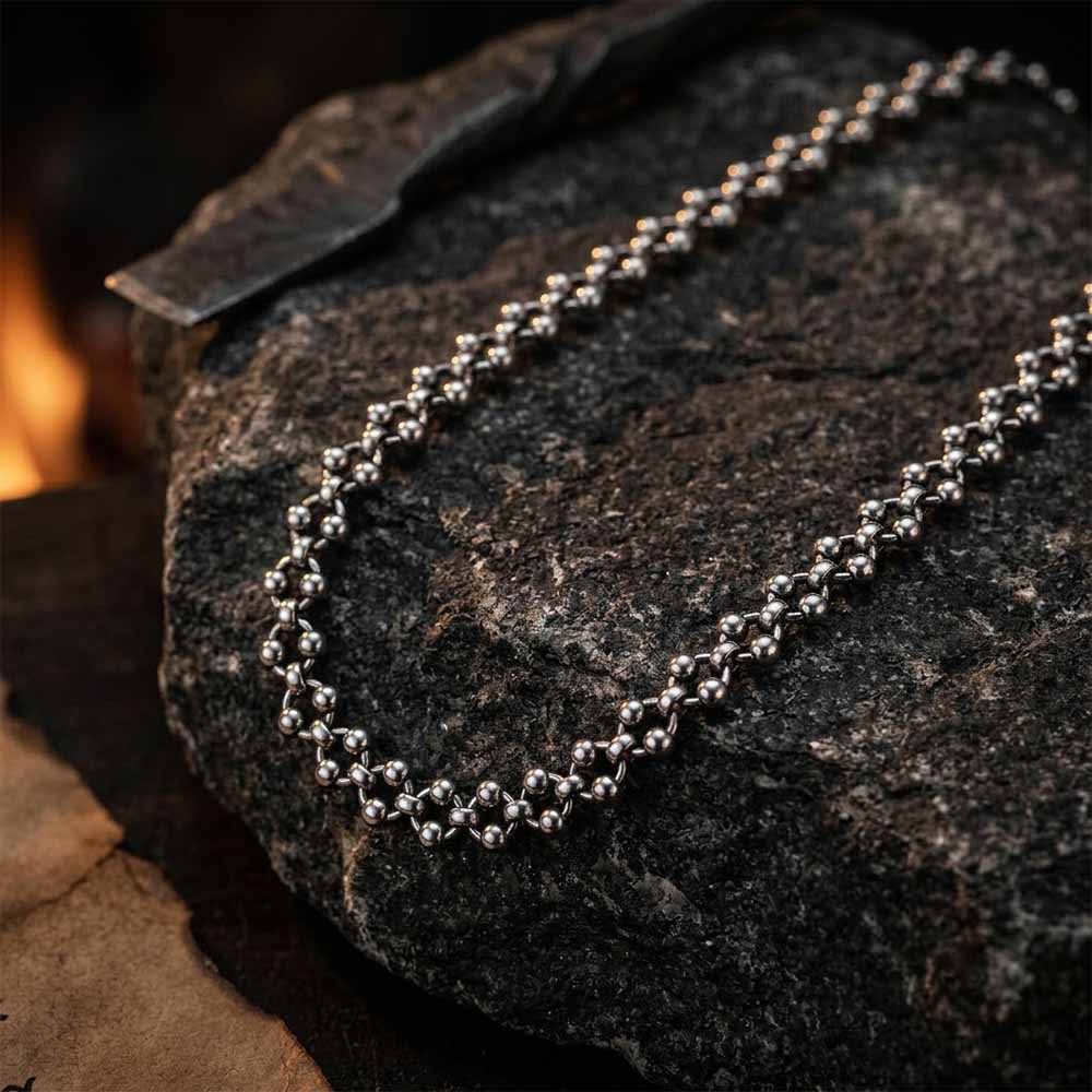 Punk Cutout Bead Stainless Steel Clavicle Necklace